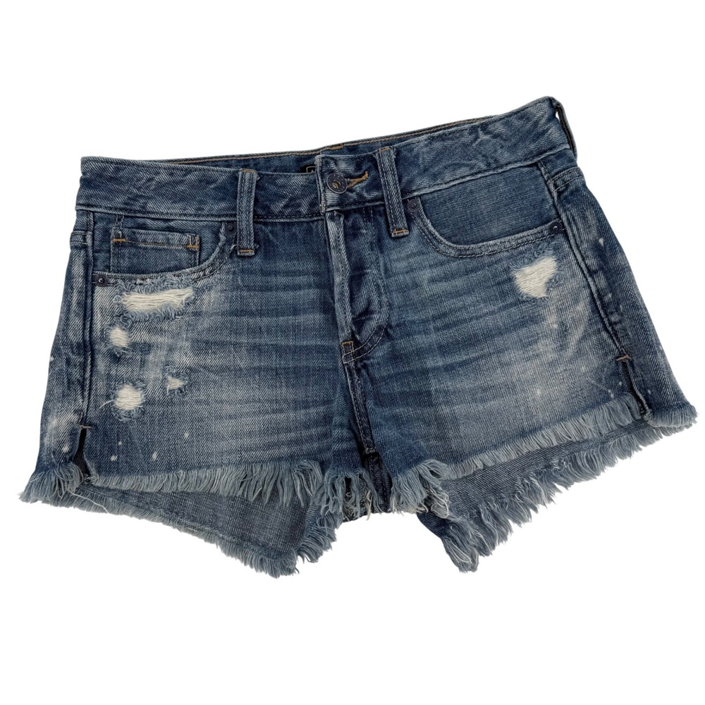 Abercrombie Fitch Denim Raw Hem Shorts Distressed Frayed Blue Women's‎ Size 24